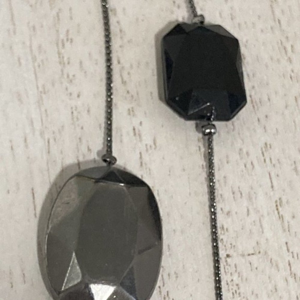 new york 2 strand layers gun metal long Necklace 38" - Picture 4 of 8